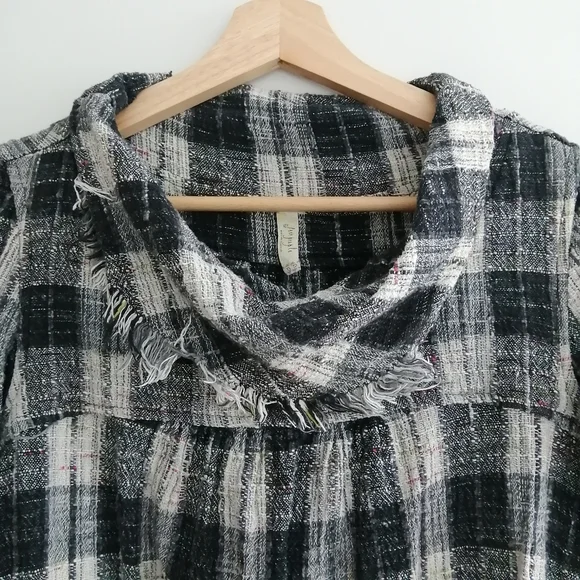 Free People Walk In The Park Plaid Tunic Top XS - Picture 5 of 16